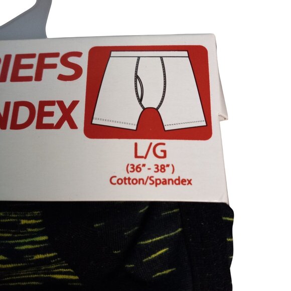 Mens Size L 36 38 Boxer Briefs Cotton Spandex Blend Black Neon Green Stretch NEW - Picture 3 of 6